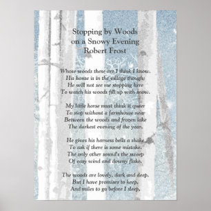 Von Woods Snowy Abend Robert Frost Gedicht stoppen Poster