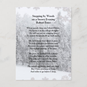 Von Woods Snowy Abend Robert Frost Gedicht stoppen Postkarte