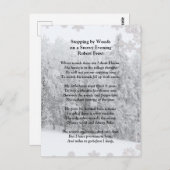 Von Woods Snowy Abend Robert Frost Gedicht stoppen Postkarte (Vorne/Hinten)
