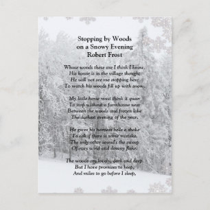 Von Woods Snowy Abend Robert Frost Gedicht stoppen Postkarte