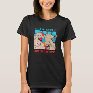 Von Ziegen Hühnern abgelenkt Lustiger Bauer Ranche T-Shirt