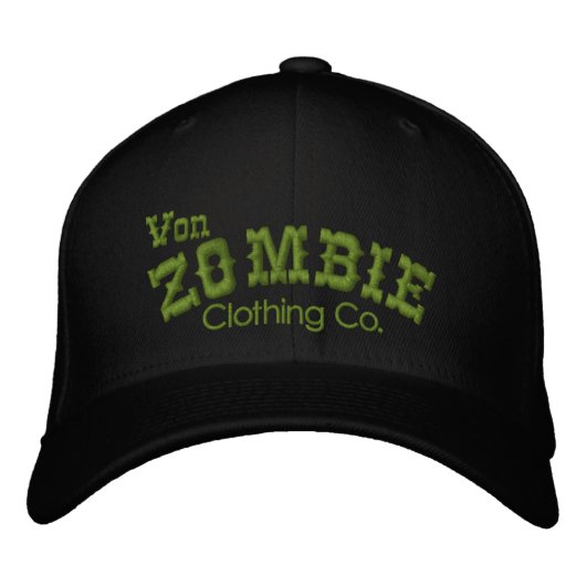 Von Zombie Skull Cap 003B Bestickte Kappe (Vorderseite)