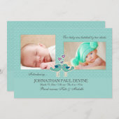 Von zwei Hühnern gefesselt TL Foto Geburtsankündig Ankündigung (Vorne/Hinten)