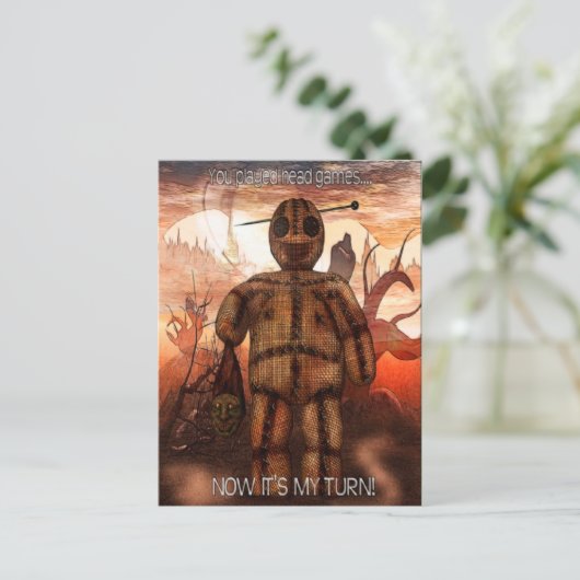 Voodoo 1 "Head Games" FUNNY Postkarte (Stehend Vorderseite)