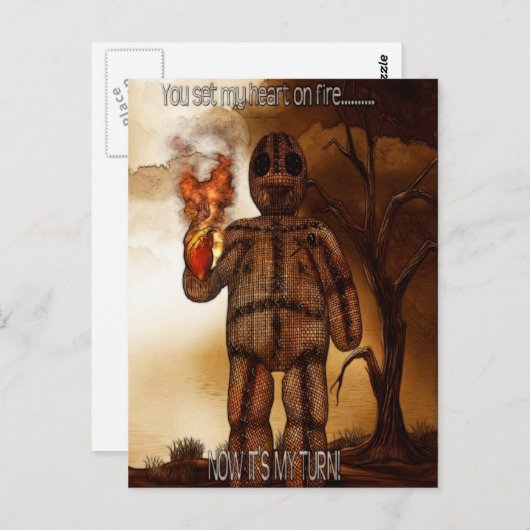 Voodoo 2 "Herz und Feuer" FUNNY Postkarte (Vorne/Hinten)