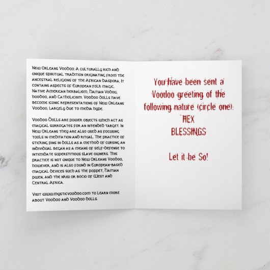Voodoo-Bann Karte (Innenseite)