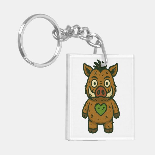 Voodoo Boar - Patchy Warrior Piglet Schlüsselanhänger (Vorderseite links)