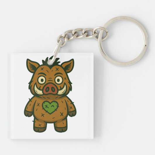Voodoo Boar - Patchy Warrior Piglet Schlüsselanhänger (Rückseite)