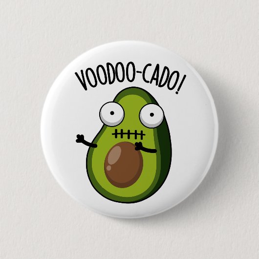 Voodoo-cado Lustiger Avocado-Wortwitz Button (Vorderseite)
