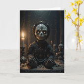 Voodoo Doll Candles Skulls Halloween Karte (Gelbe Blume)