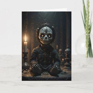 Voodoo Doll Candles Skulls Halloween Karte