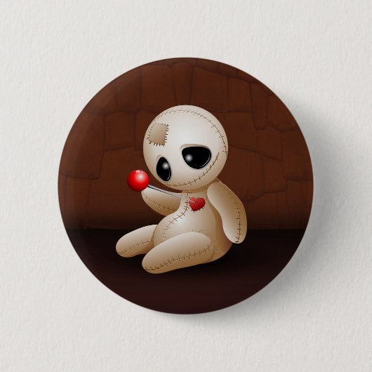 Voodoo Doll Cartoon in der Liebe Button (Vorderseite)