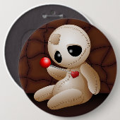 Voodoo Doll Cartoon in der Liebe Button (Vorne & Hinten)