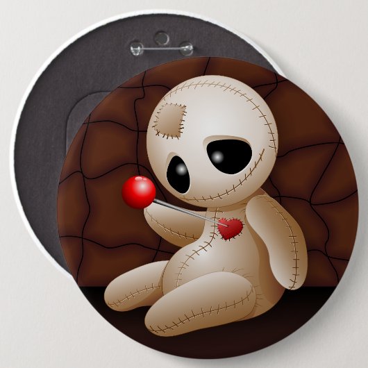 Voodoo Doll Cartoon in der Liebe Button (Vorne & Hinten)