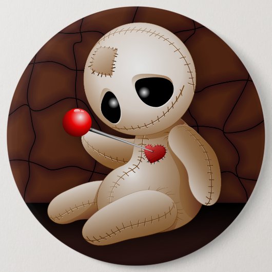 Voodoo Doll Cartoon in der Liebe Button (Vorderseite)