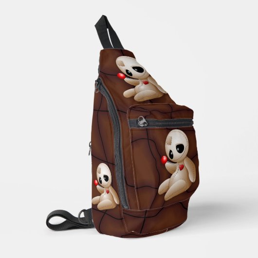Voodoo Doll Cartoon in der Liebe Crossbody Bag (Linke Seite)