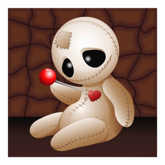 Voodoo Doll Cartoon in der Liebe Fotodruck (Vorne)