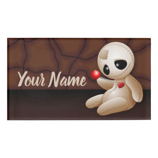 Voodoo Doll Cartoon in der Liebe Namenschild (Vorderseite)