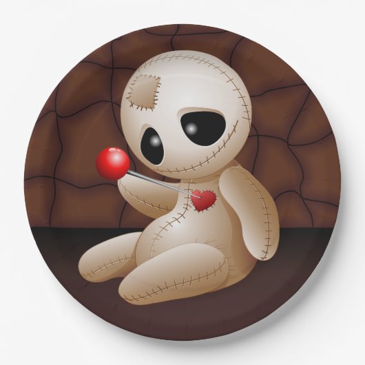 Voodoo Doll Cartoon in der Liebe Pappteller (Vorderseite)