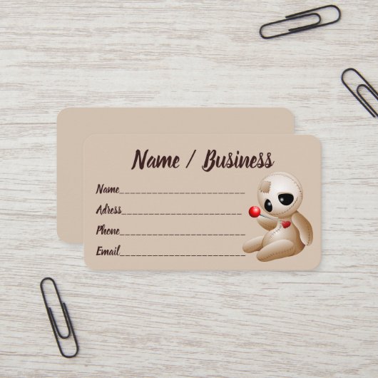 Voodoo Doll Cartoon in der Liebe Visitenkarte (Vorderseite/Rückseite Beispiel)