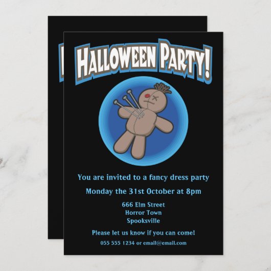 Voodoo Doll Halloween Einladung (Vorne/Hinten)