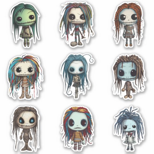 Voodoo Doll Inspiriert Zeichen Sticker Set (Vorderseite)