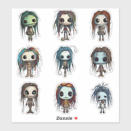 Voodoo Doll Inspiriert Zeichen Sticker Set (Blatt)