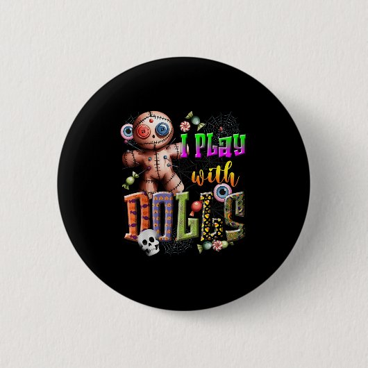 Voodoo Doll Shirt Play With Dolls Funny Soky Eyeba Button (Vorderseite)