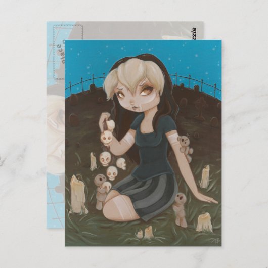 Voodoo GOTH Mädchenschädel Postkarte (Vorne/Hinten)