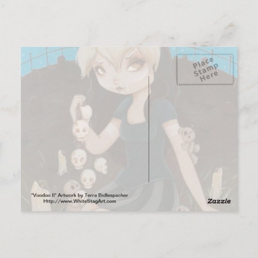 Voodoo GOTH Mädchenschädel Postkarte (Rückseite)