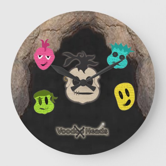 Voodoo Heads ~ Höhle Große Wanduhr (Vorderseite)