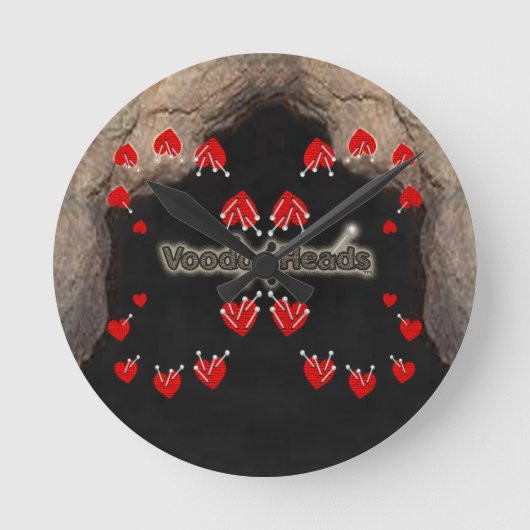 Voodoo Heads ~ Höhle Runde Wanduhr (Vorderseite)