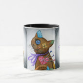Voodoo-Katzen-Puppen-Patchwork-Katzen-gotische Tasse (Zentrum)
