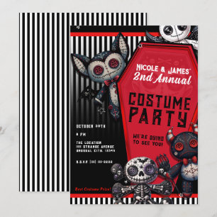 Voodoo-Plüschies-Sarg-Halloween-Kostüm-Party Einladung