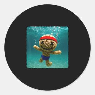 Voodoo-Puppe-Taucher unter Wasser Ozean Schwimmen Runder Aufkleber