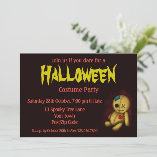 Voodoo Rag Doll mit Schaltflächen Patches und Butt Einladung (Stehend Vorderseite)