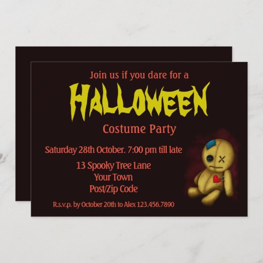 Voodoo Rag Doll mit Schaltflächen Patches und Butt Einladung (Vorne/Hinten)