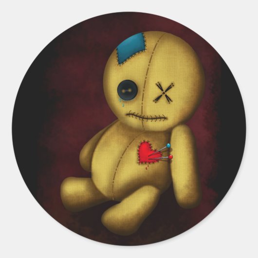 Voodoo Rag Doll mit Schaltflächen Patches und Butt Runder Aufkleber (Vorderseite)