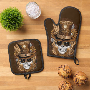Voodoo-Retro-Maschine Ofenhandschuh & Topflappen-Set