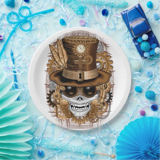 Voodoo-Retro-Maschine Pappteller (Party)