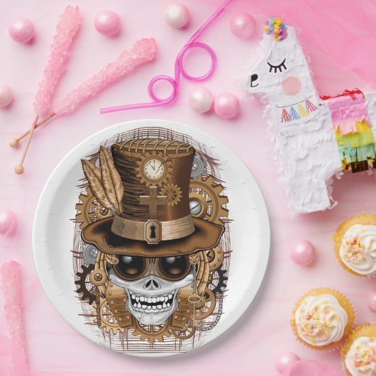 Voodoo-Retro-Maschine Pappteller (Party)