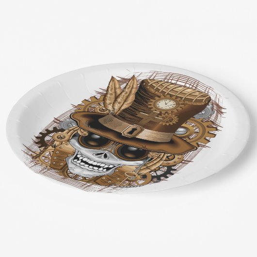 Voodoo-Retro-Maschine Pappteller (Schrägansicht)