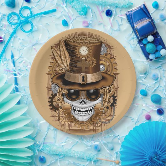 Voodoo-Retro-Maschine Pappteller (Party)