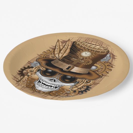 Voodoo-Retro-Maschine Pappteller (Schrägansicht)