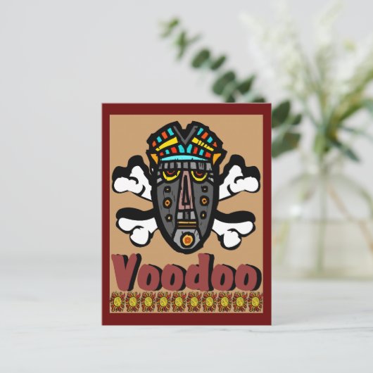 Voodoo-Zaubermaske Postkarte (Stehend Vorderseite)