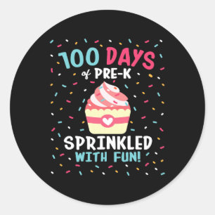 Vor 100 Tagen Schulmädchen Sprinkled Fun Cupca Runder Aufkleber