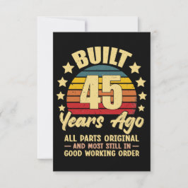Vor 45 Jahren Alle Teile Original 45. Geburtstag Dankeskarte