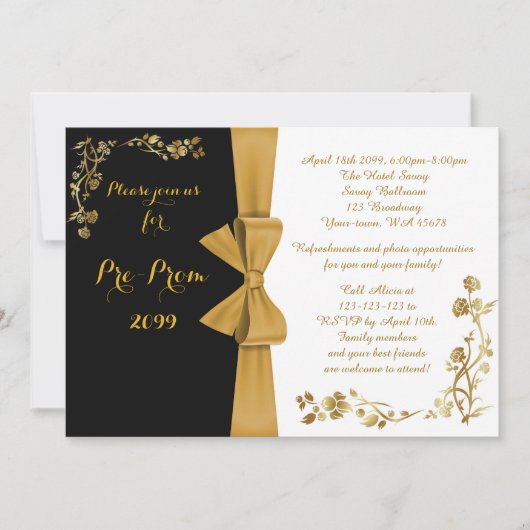 Vor-Abschlussball Einladung, weiß-u.-schwarz, UAWG Einladung (Vorderseite)