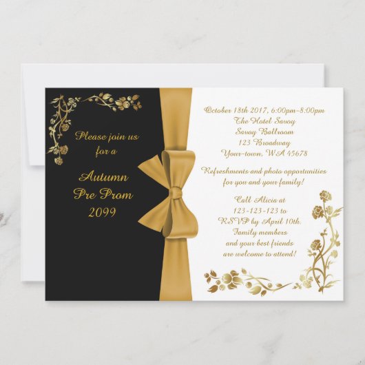 Vor-Abschlussball Einladung, weiß-u.-schwarz, UAWG Einladung (Vorderseite)