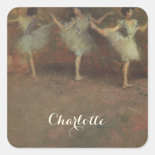 Vor dem Ballett von Edgar Degas, Vintage Fine Art Quadratischer Aufkleber